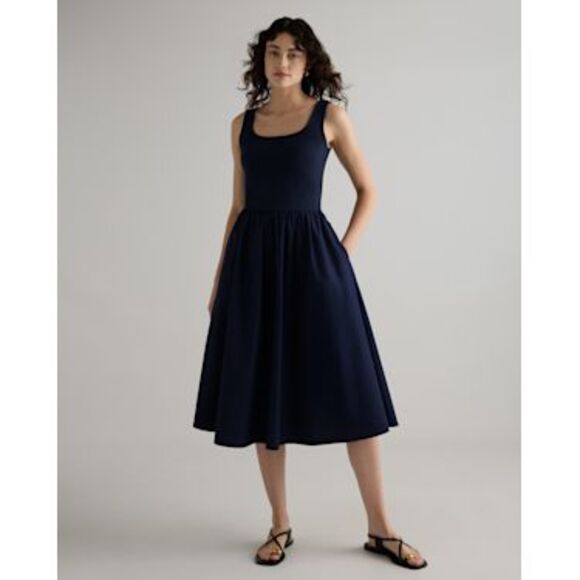 Quince Dresses & Skirts - Quince Women Cotton Mixed Media Tank Dress Navy Basic Sleeveless S